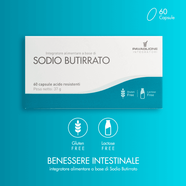 Sodio Butirrato è l’integratore alimentare a base di Butirrato di sodio in capsule gastroresistenti.