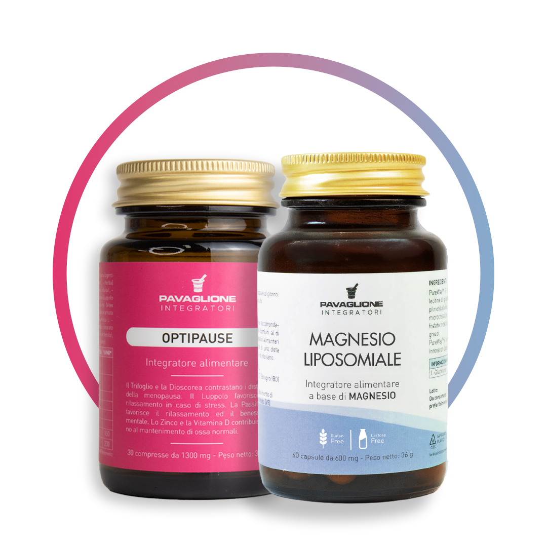 Pack Integratori Menopausa Magnesio Liposomiale Optipause Trifoglio Rosso, Dioscorea e Cimicifuga, Luppolo, Passiflora, Zinco e Vitamina D